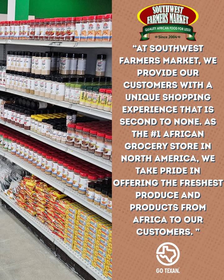 GOTEXAN's tweet photo. Commissioner Sid Miller is always excited to feature our Champion GO TEXAN Partners like Southwest Farmers Markets!

Southwest Farmers Market the top Texas-based African grocery store that is a one-stop-shop experience for all of your personal grocery needs! https://t.co/D7nwyA1bgm