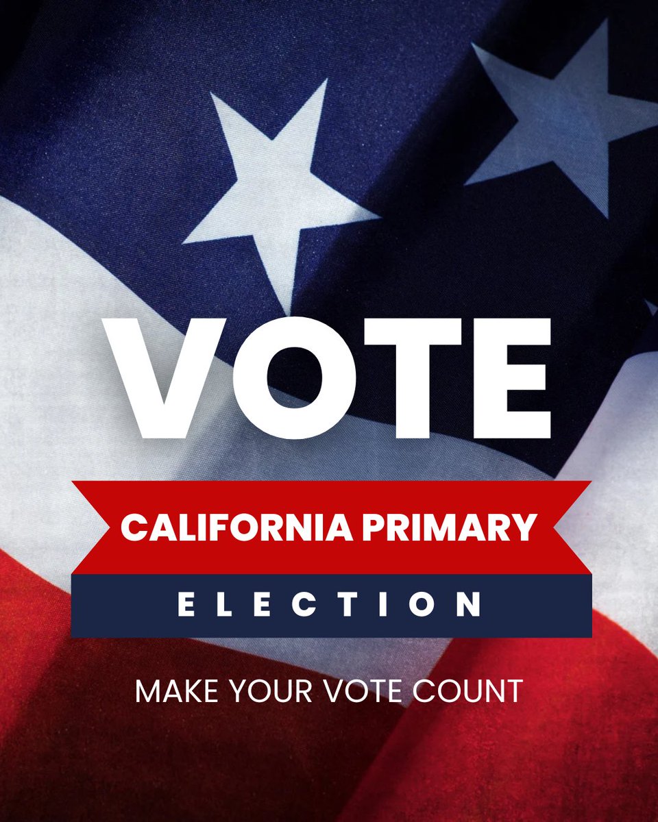 SCCCD's tweet photo. 🗳️ Today is California's Primary Election Day.

Eligible voters may cast their ballot in person until 8:00 p.m. today. Vote-by-mail ballots must be postmarked no later than June 2.

Need to find your polling location or voting center? Visit:
https://t.co/HUpgHohKC6

#ElectionDay https://t.co/wrCMZeWLbf