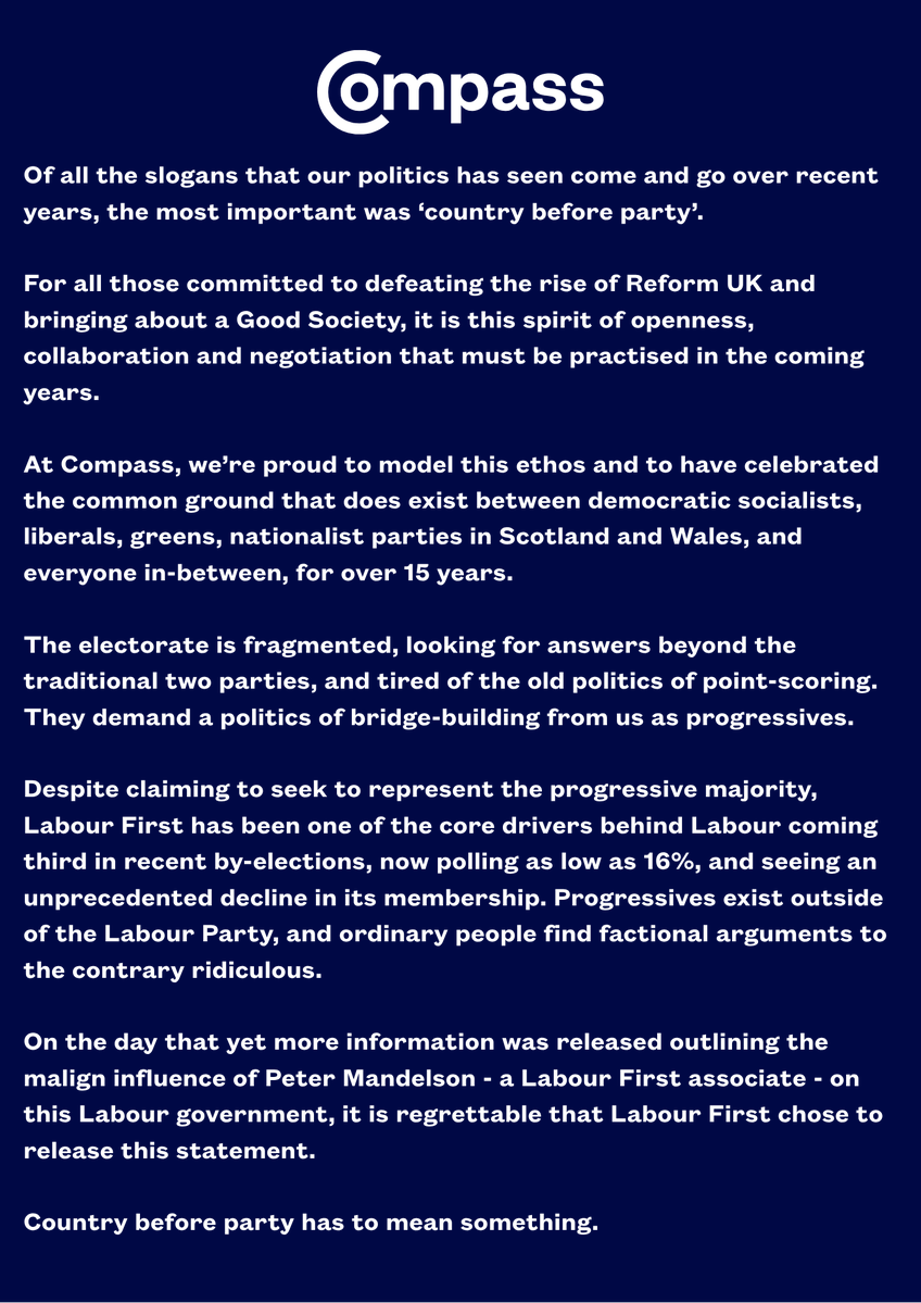 CompassOffice's tweet photo. Country before party has to mean something. There is a progressive majority in this country and it cannot afford to be wasted. https://t.co/NAxurONXfl