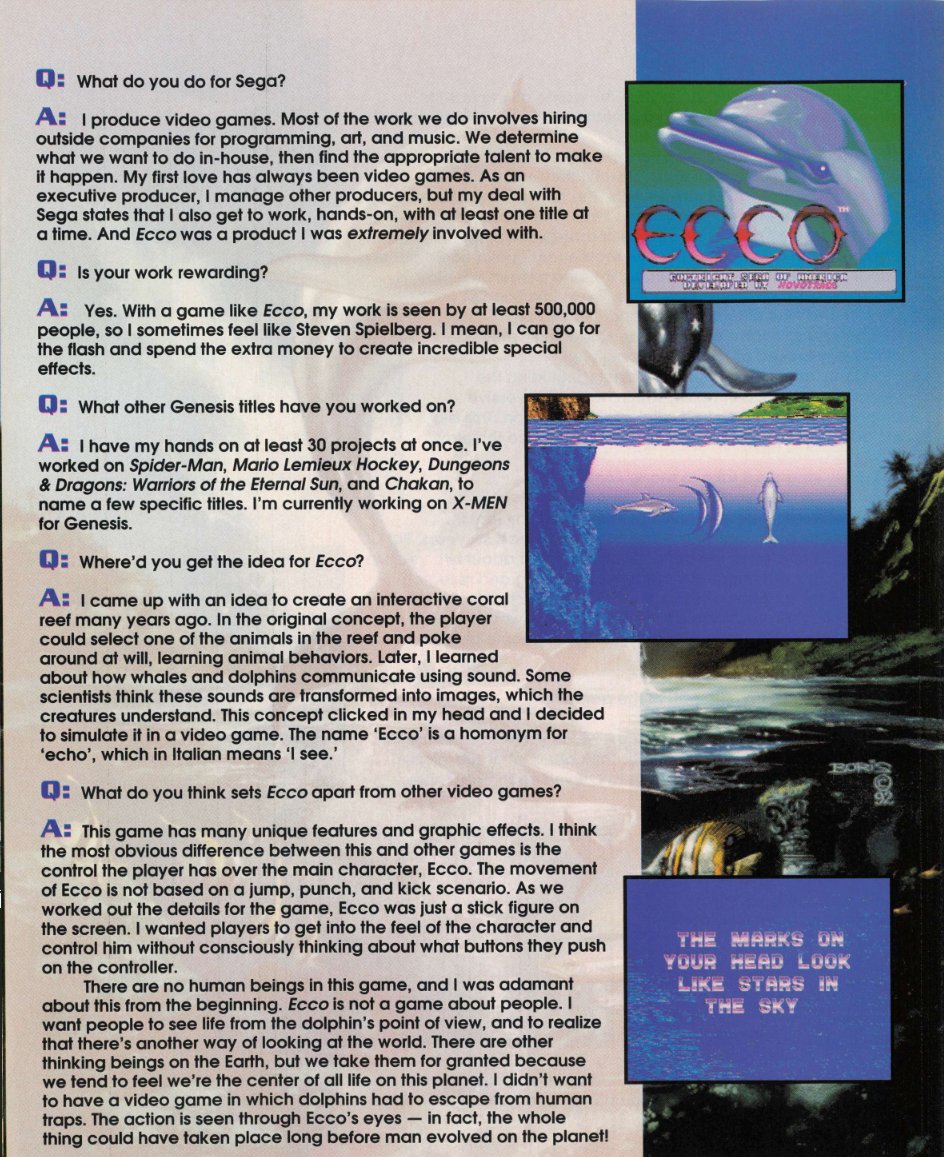 lalalei2001's tweet photo. @edannunziata @EccoDolphinGame I was reading Game Players' Sega Guide Volume 4 #1 and found a 4-page interview about Ecco that, to my knowledge, has never been archived before. Here it is! https://t.co/b8NMk0iMVt