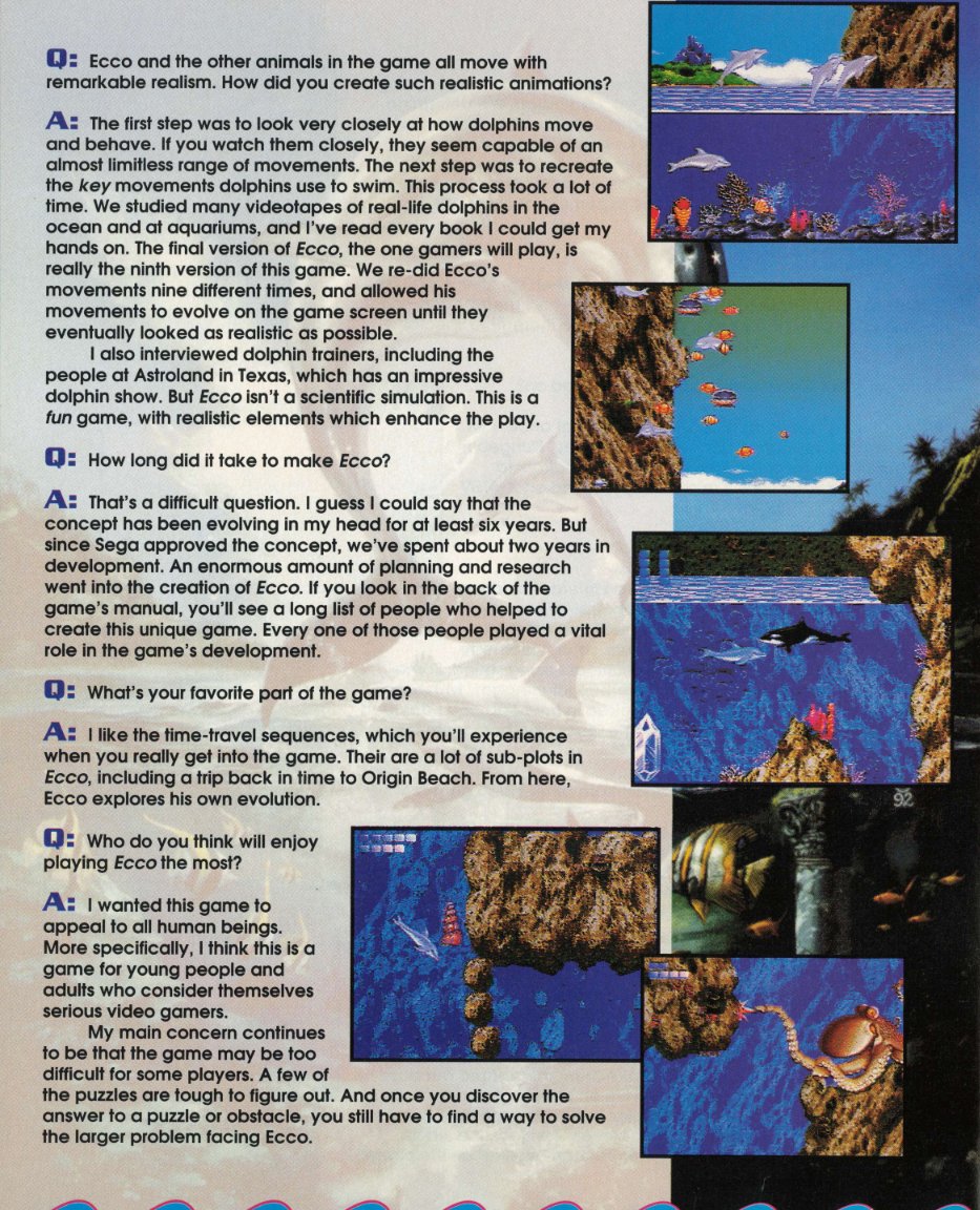 lalalei2001's tweet photo. @edannunziata @EccoDolphinGame I was reading Game Players' Sega Guide Volume 4 #1 and found a 4-page interview about Ecco that, to my knowledge, has never been archived before. Here it is! https://t.co/b8NMk0iMVt
