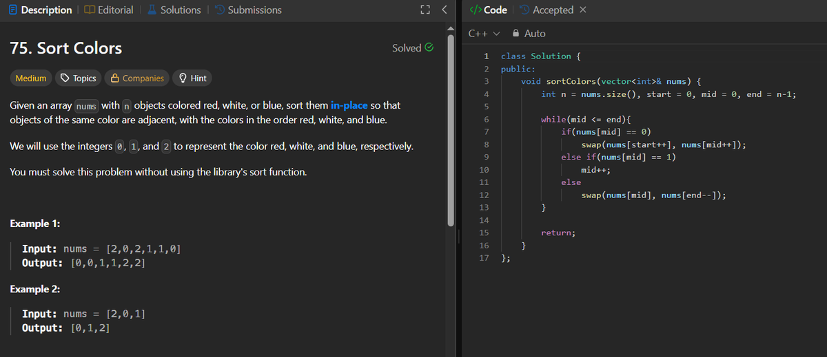 aniketinTech's tweet photo. Day 2 of #SDESheetChallenge 
@striver_79 @takeUforward_ 

Today's progress:
Maximum Subarray (Kadane's Algorithm)
Best Time to Buy and Sell Stock
Sort Colors (Dutch National Flag Algorithm)
#DSA #LeetCode #100DaysChallange #SoftwareEngineering #100DaysOfCode https://t.co/9FFxFztQc1