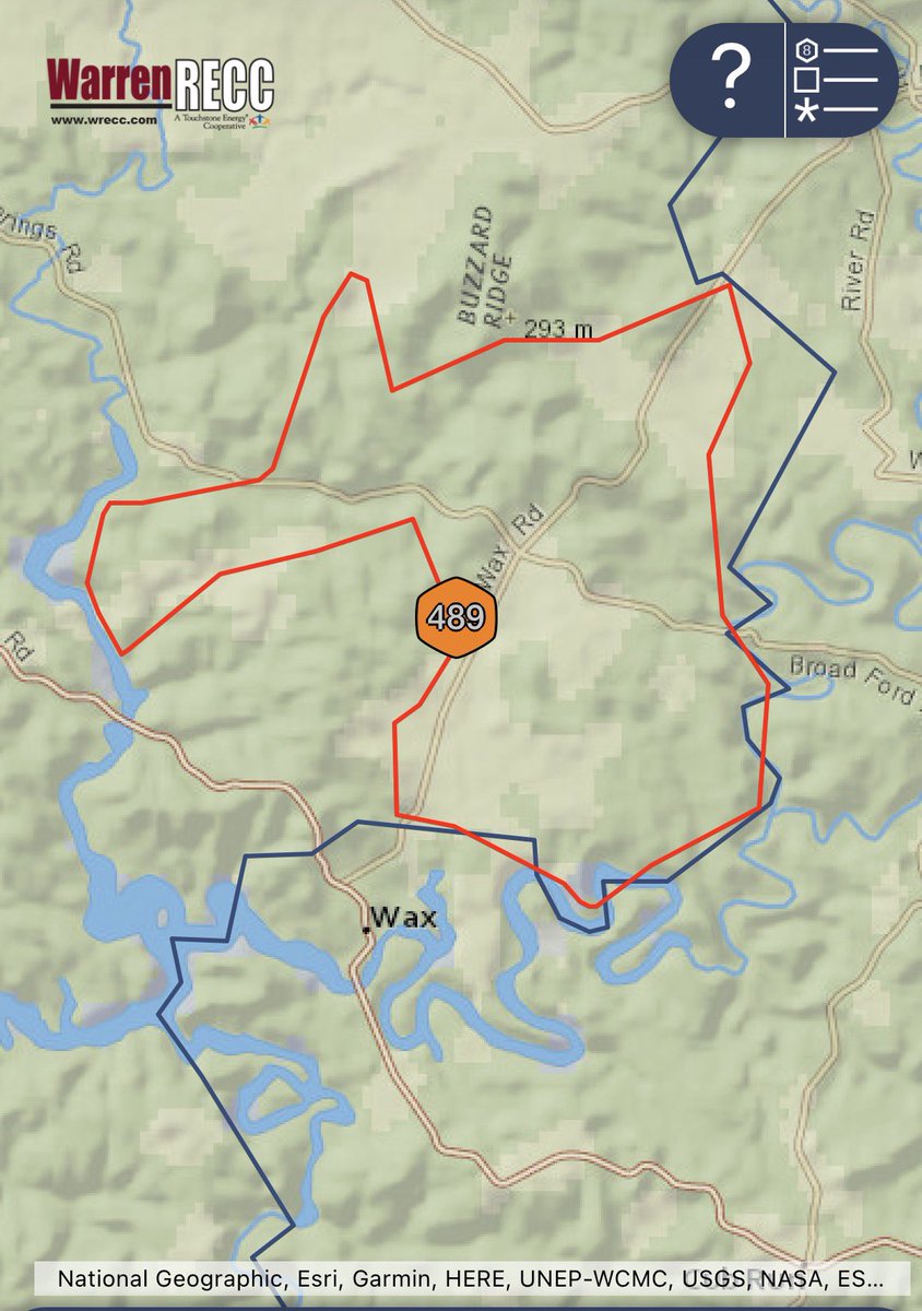 WarrenRECC's tweet photo. Crews are currently working an outage in the Grayson Springs Road area in Grayson County. Power will be restored as soon as possible. https://t.co/V99UN7PV28