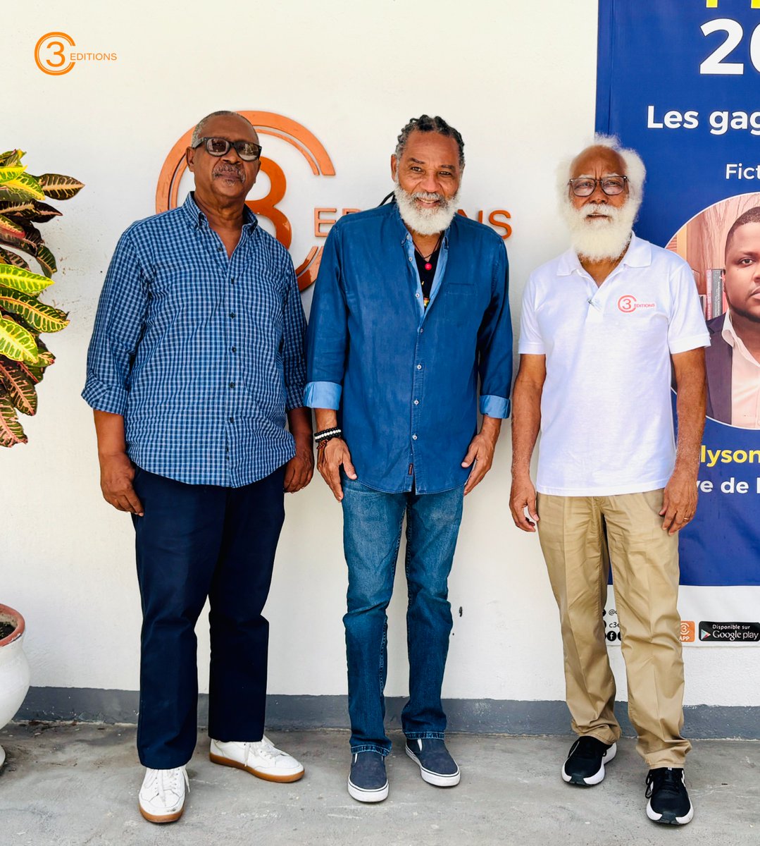 C3Editions's tweet photo. De gauche à droite : Hugues Joseph, Yves Pierre-Louis et Fred Brutus.

C3 Éditions a reçu la visite de Hugues Joseph et Yves Pierre-Louis ce mardi 2 juin 2026. https://t.co/at1U4b7paR