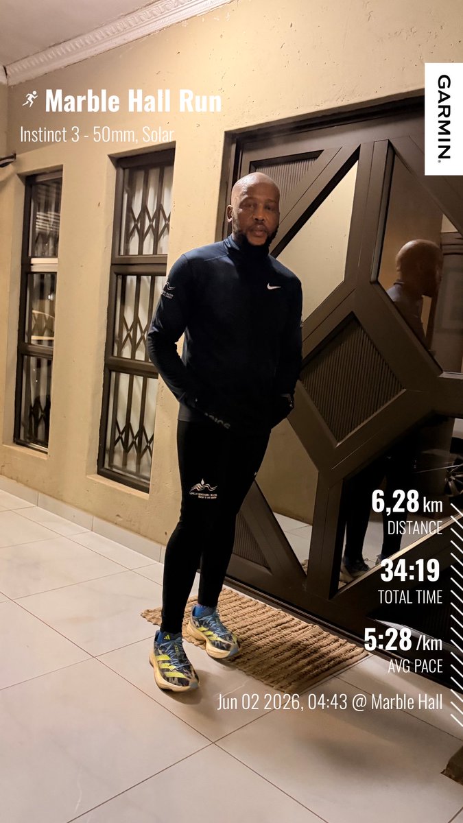 rhinono26's tweet photo. Consistencybis key, solo Tempo tuesday run. It wil make sense one day @adidasZA @TelkomZA @enockgoete #TrapnLos #kissmadolologang #Ipaintedmyrun #skafelamoya #Runningwithtumisole #Fetchyourbody2026 https://t.co/pLR1OnPD0r