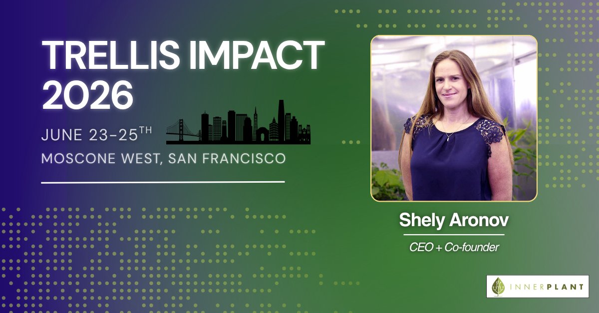 Inner_Plant's tweet photo. Giving crops a voice 🌱

This month, InnerPlant CEO + co-founder @ShelyAronov will be speaking at @Trellis_Group's Trellis Impact 2026 about our real-time detection of fungal diseases in soybeans! 🎤

Register using code TI26SPKR10 to save 10%: https://t.co/93BA2B8v9f https://t.co/VDQgZJTt2W