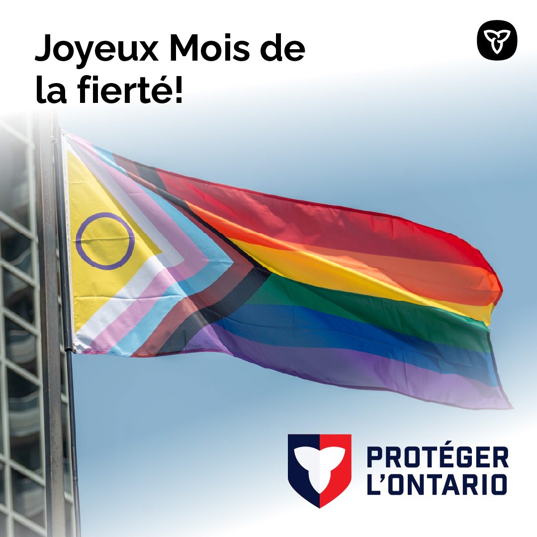 Photo du drapeau de la fierté
Texte : Joyeux Mois de la fierté!