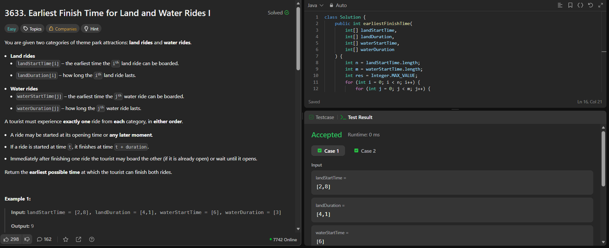 Priya_Chauhan05's tweet photo. Day 321/365 #code

✅ Earliest Finish Time for Land and Water Rides I

#DSA #Consistency #Leetcode #Coding #ProblemSolvingDay https://t.co/0G8AV9DhhW