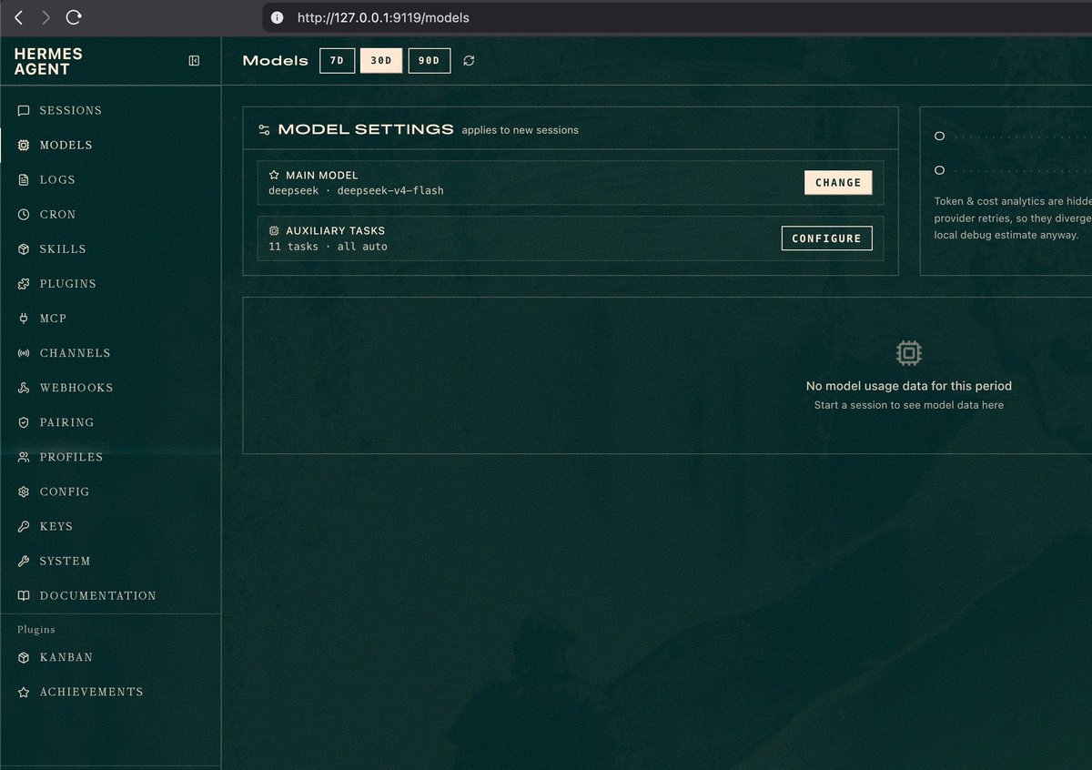 robertocommit's tweet photo. I am officially running Hermes Agent https://t.co/TKezunEUqK