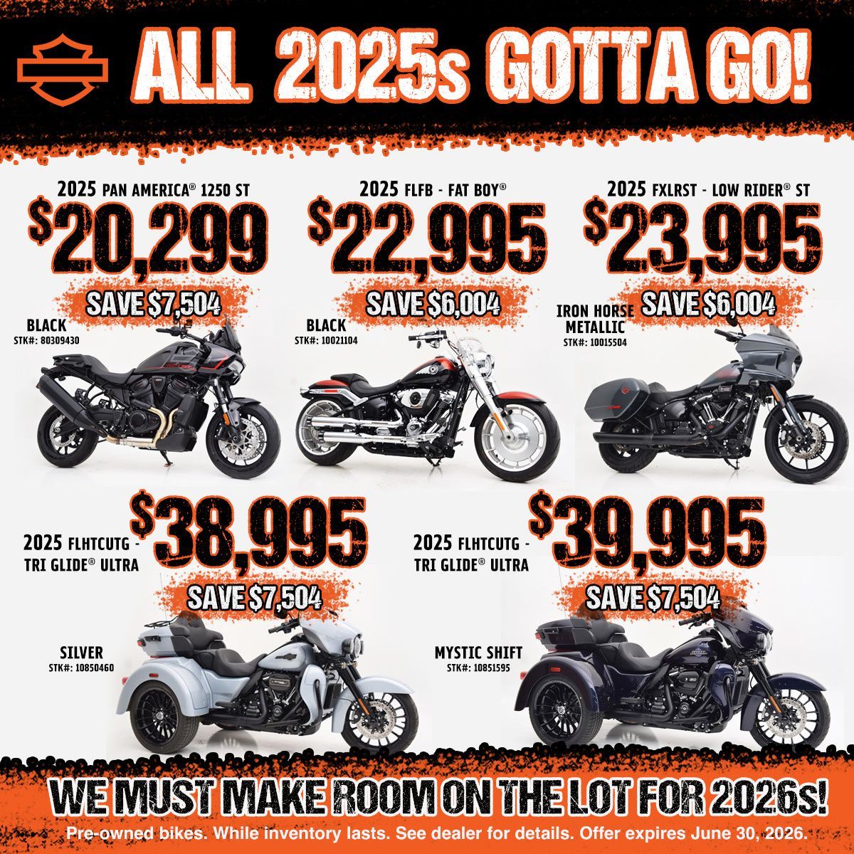 大量まとめ売り NEW ERA HARLEY DAVIDSON等 🔥 ALL 2025s GOTTA GO! 🔥 We're slashing prices at Lawless Harley