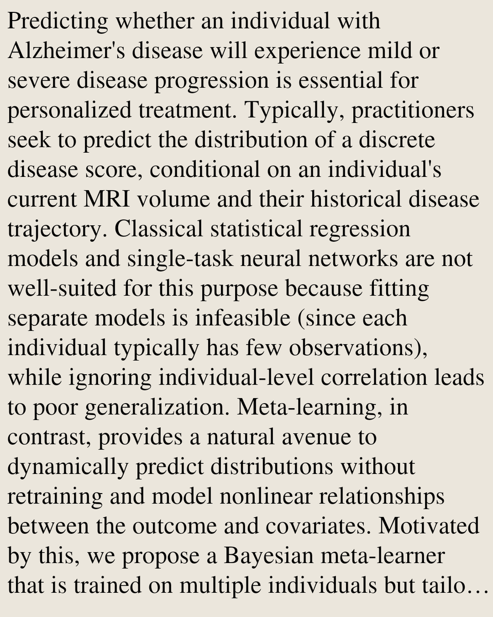 StatsPapers's tweet photo. Bayesian meta-learning for modeling Alzheimer's disease progression

Clara Hoffmann, Nadja Klein
https://t.co/GBmTzVe2yN [𝚜𝚝𝚊𝚝.𝙼𝙻 𝚌𝚜.𝙲𝚅 𝚌𝚜.𝙻𝙶] https://t.co/vS3DJXJSPQ