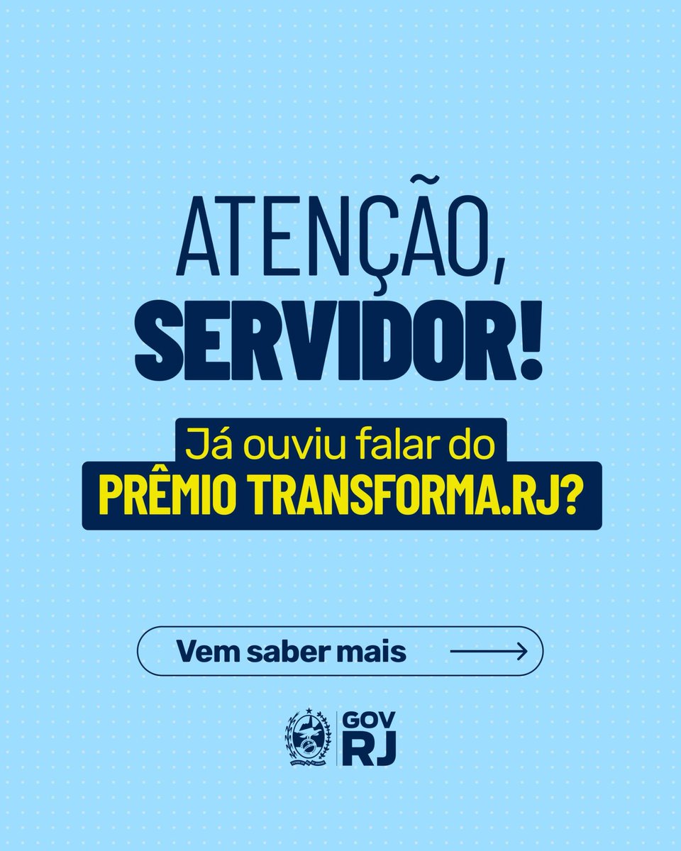 PRODERJ's tweet photo. Tem servidor público transformando tecnologia em soluções que impactam a vida da população. Para reconhecer essas iniciativas, o Governo do Estado lançou o Prêmio Transforma.RJ, que vai premiar projetos criados por servidores estaduais para modernizar os serviços públicos. https://t.co/Jouoiybnzu