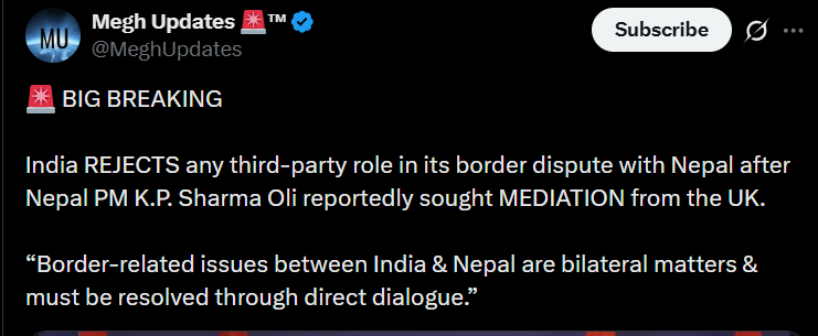 DevanshDas14's tweet photo. @MeghUpdates Nepal PM K.P. Sharma Oli ?
@MeghUpdates https://t.co/zY3PyM8kpU