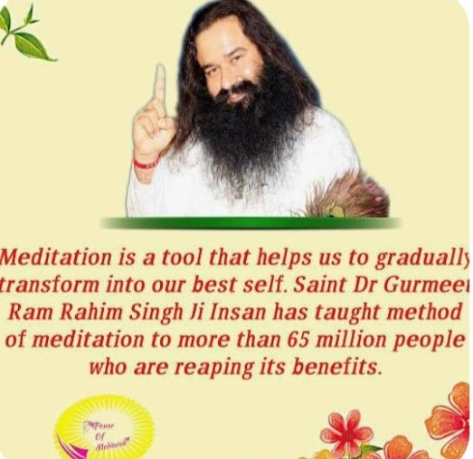 NeerajChugh4291's tweet photo. According to Saint Dr. Gurmeet Ram Rahim Singh Ji Insan, regular meditation connects the soul with the Supreme Being, bringing peace, courage, and clarity, and reveals that the guidance we seek is within us.#Meditation 
#BenefitsofMeditation
#PowerofMeditation https://t.co/qR8j0ssqgG
