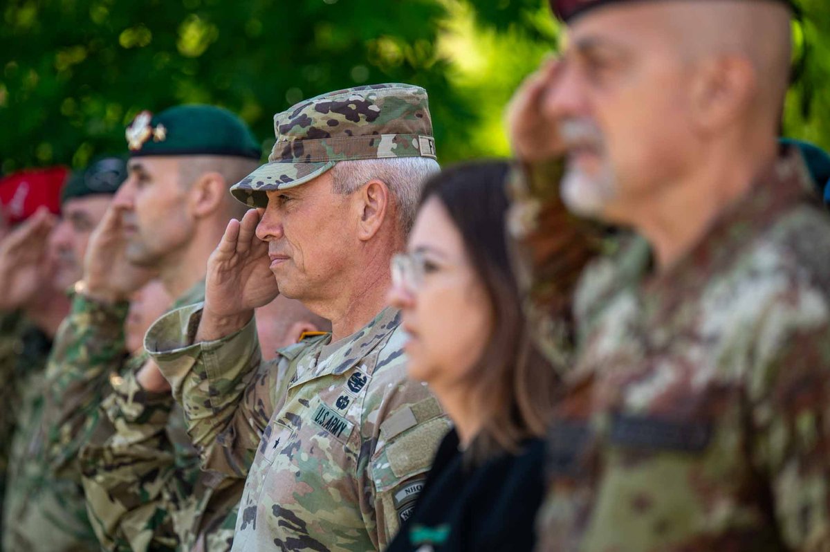 natobih's tweet photo. #NHQSa Commander Brig. Gen. James Fowler joined @euforbih Commander Maj. Gen. Maurizio Fronda to celebrate Italian National Day in the Memorial Garden at Camp Butmir. https://t.co/fIts5kHFXW