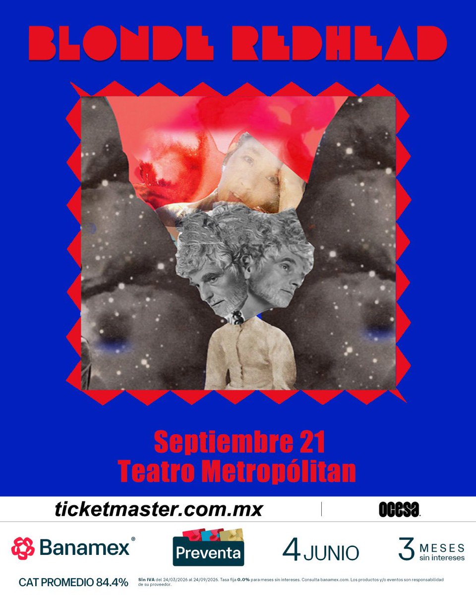 FILTERMexico's tweet photo. ⚠️ Blonde Redhead confirmó su regreso a la Ciudad de México para ofrecer un concierto en el Teatro Metropólitan el próximo 21 de septiembre.

La preventa Banamex será este 4 de junio com Ticketmaster. 👁 https://t.co/w9HuCbDydX