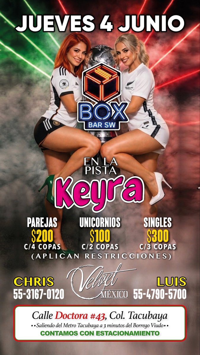 VELVETCDMX's tweet photo. Te esperamos estos dos días para iniciar esta semana y comenzar el mes del Mundial bien FIFAS 😎

🎉 Miércoles: parejas y unicornios 

🎉 Jueves: parejas, unicornios y SINGLES

Los esperamos en @BoxThe2025 https://t.co/jofa69llrs