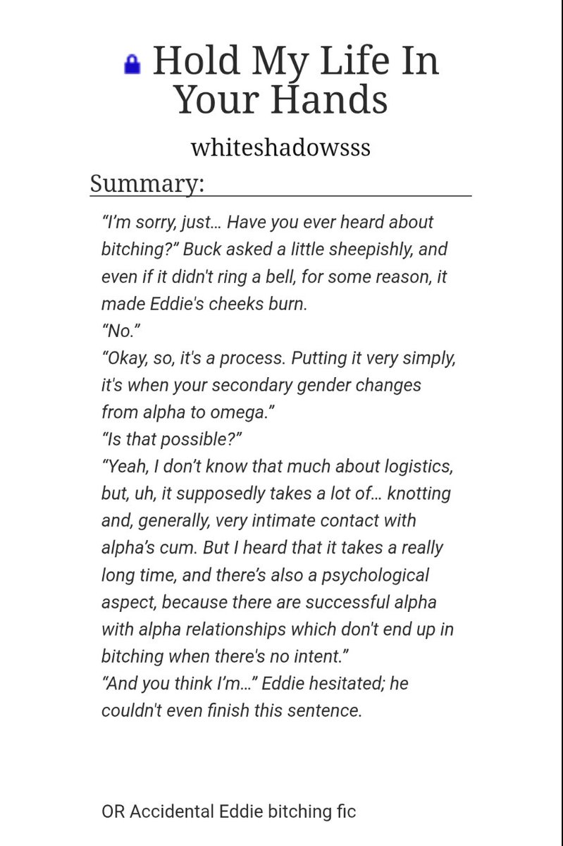 whiteshadows99's tweet photo. 💙Hold My Life In Your Hands💙

-the accidental Eddie bitching fic 
-21,3k words
-set loosely in canon, around the end of season 9

https://t.co/sB1iKkgd2q https://t.co/UMjusdEf8s