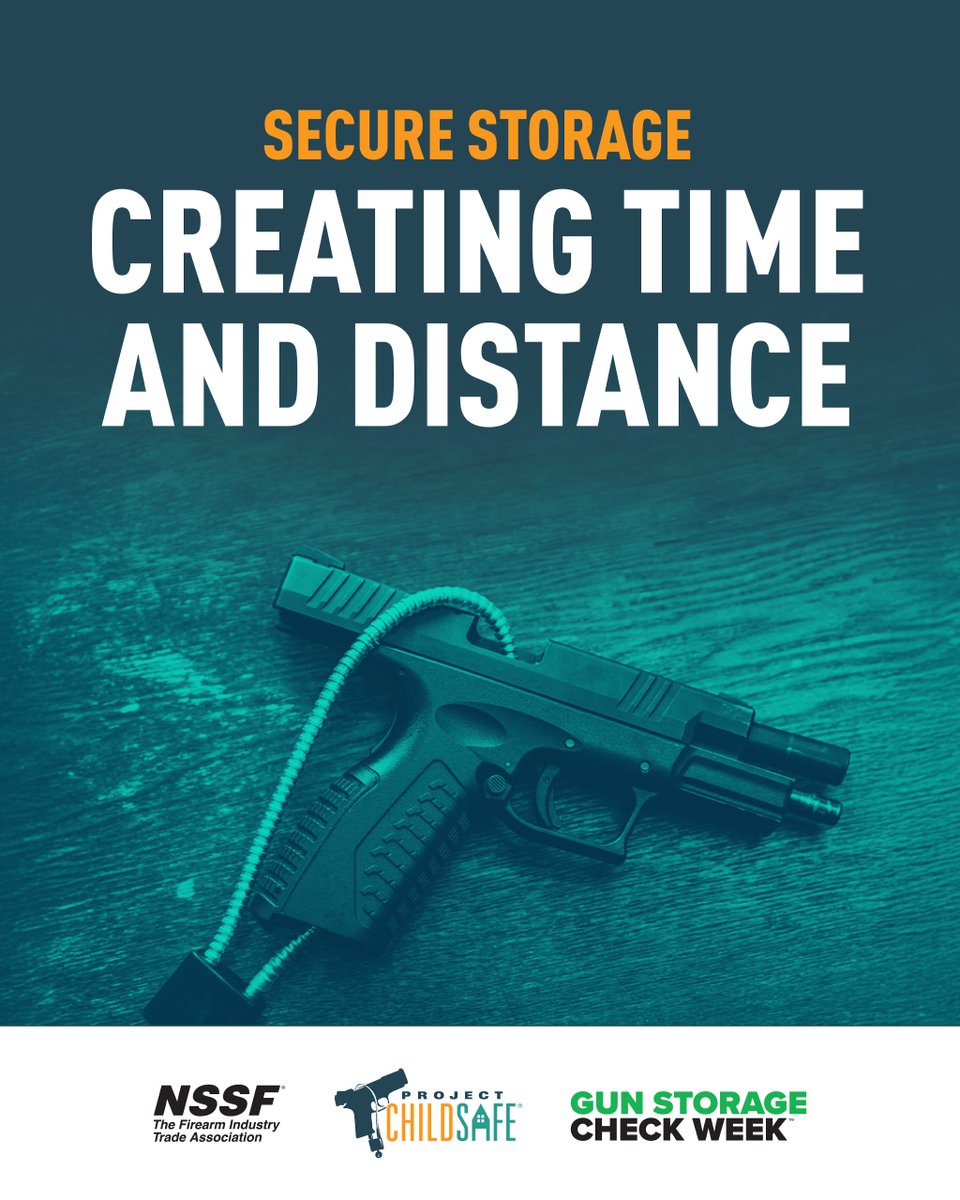 ProjChildSafe's tweet photo. #ICYMI, it’s day two of #GunStorageCheckWeek, and now is the time to Make Sure It’s Secure®. 

Start with a quick review of your own firearm storage habits. When you’re done, pass this along to someone you care about. 💛 
https://t.co/JjUR8UPia8 https://t.co/gDZgUTiZQn