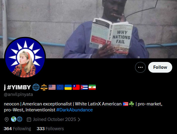 NegAffirmations's tweet photo. @KyleKulinski @anvilpinyata a nafo neocon yimby shah supporting gusano descendant. holy shit bro. u really piss off the most annoying people on the internet https://t.co/CtJRcxQJxA