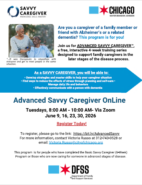 ChiSrServices's tweet photo. 💙 Caring for someone with Alzheimer’s disease or another dementia? Gain practical skills, reduce stress, and learn strategies for effective communication, planning, and self care in this supportive caregiver program.

📝 Register: https://t.co/Bi9m3tOGqj | ☎️ 312-743-3528 https://t.co/P4Rhl1nW3t