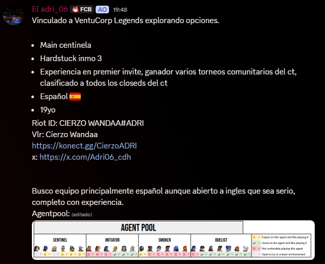 Adri06_cdh's tweet photo. #LFT
Vinculado a VentuCorp explorando opciones. 
Tras un largo periodo en el mismo core se ha decidido que tras el choque de roles que habia en el interior de este lo mejor para mi y para el equipo sea explorar otras opciones.
Un placer haber compartido equipo, todos unos grandes https://t.co/9n9zYie9B3