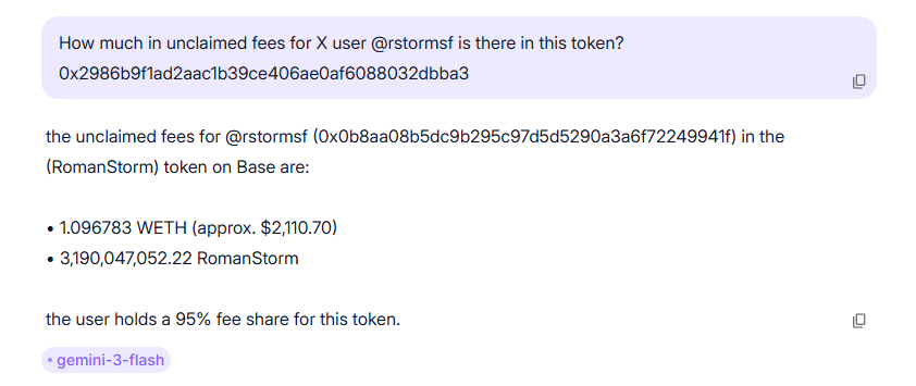 rottcrypto's tweet photo. @rstormsf @rleshner You have around $2100 in ETH sitting unclaimed on your bankr base wallet, and $1500 already sent to it

https://t.co/z4NQEIYMj3

@bankrbot explain to @rstormsf how to claim fees for 0x2986b9f1ad2aac1b39ce406ae0af6088032dbba3 https://t.co/L6AYfofcMm