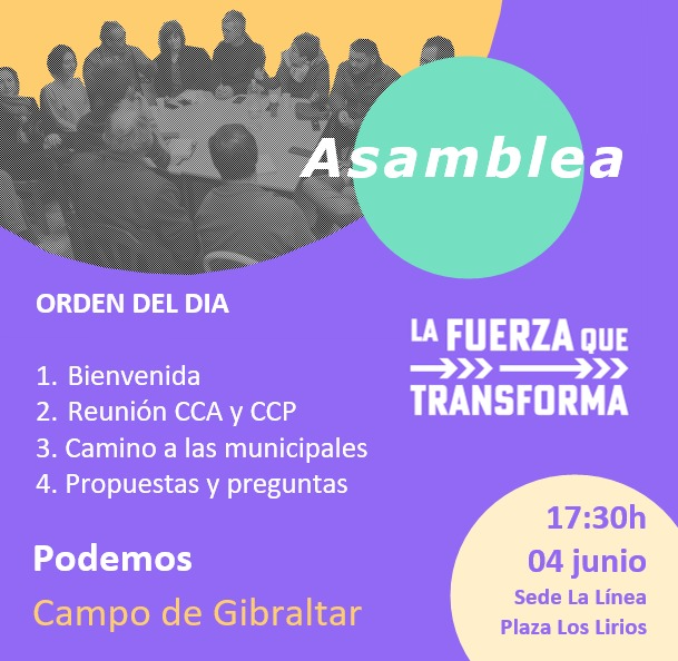 Podemos_LB's tweet photo. Asamblea ciudadana de Podemos Campo de Gibraltar.
⏰Jueves 04 junio, 17:30h
📌Sede Podemos La Línea, Plaza Los Lirios.
#Podemos #LaLinea #LosBarrios #SanRoque #Algeciras https://t.co/AGyuvWt8em