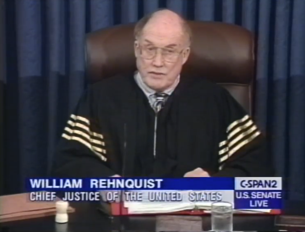 HowardMortman's tweet photo. Time now for the C-SPAN @cspanradio podcast Extreme Mortman trivia question!  
During 1999 Clinton Senate impeachment trial, Rehnquist wore gold braids on robes - inspired by Gilbert Sullivan musical.
Name that musical!
Answer in NEW episode June 2.
ExMo wherever you get podcasts https://t.co/QM1V2Z2voL