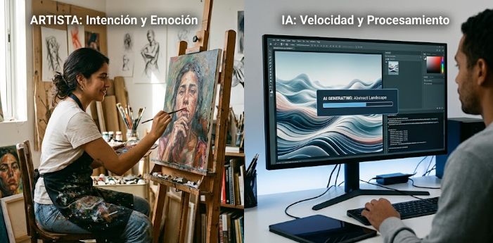 ritualdigitall's tweet photo. 🎨 Artista vs. IA: ¿Cuáles son las diferencias clave? 🤖

Un artista aporta intención, experiencias humanas y derechos de propiedad intelectual protegidos. Su ventaja es la autenticidad y la conexión emocional única.

La IA aporta velocidad y procesamiento masivo de datos, ideal para automatizar o explorar ideas rápidas, pero carece de conciencia creativa y originalidad ética.

Ambas herramientas conviven, pero el valor humano sigue siendo insustituible en las industrias creativas.