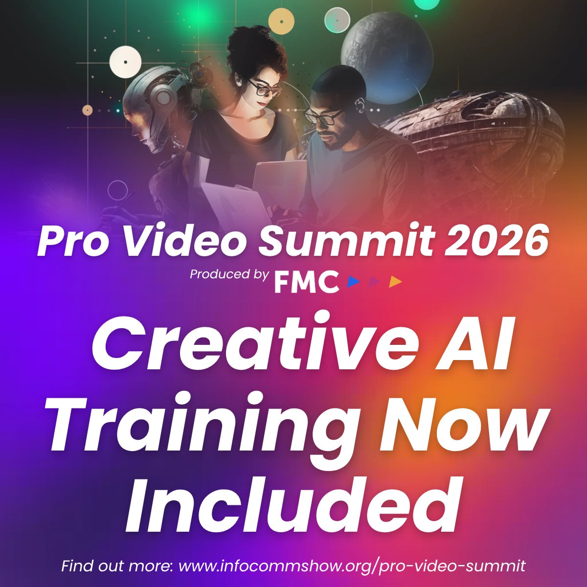 FMC_Conferences's tweet photo. NEW: flat team rates now available for Pro Video Summit at @InfoComm 2026! 

🎟️ $549/seat for any team of 3+. 
🎟️Custom quote for teams of 10+. 
🎁Free AI Content Creation Course in every reg. 

Bring the whole team and join us June 17–18 in Vegas. 

#ProVideoSummit #InfoComm2026 https://t.co/KcJ1HL22yv