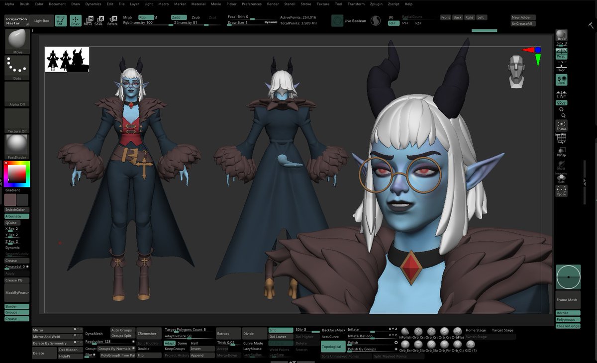 Virgilia_3D's tweet photo. Sooo... More focus on character art, here some progress on the sculpt based on the concept from @OrangeFreeman . But seriously... Good folds are difficult as hell xD May the wisdom rain on me for this please 🙏 https://t.co/W9sMFilXRG