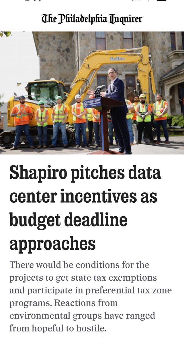 PhilaFreedomGuy's tweet photo. 🤷‍♂️ This brings us to Shapiro data center position #4, I think😉  He was advocating For them, then backed away. Then for restrictions; but not for preferred (donor &amp; VIP) project. Now, pushing incentives; but not for all projects…  Tune in next time for “As the Governor Turns” https://t.co/OgG57VeUSA