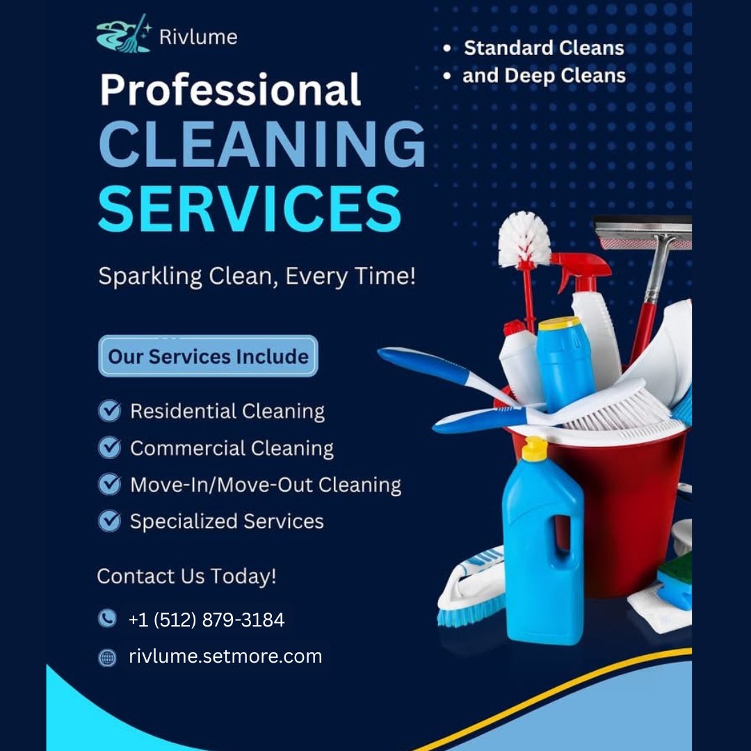 rivlume's tweet photo. What’s on your cleaning wishlist? ✅

▫️ A deeply sanitized kitchen?
▫️ A bathroom that shines?
▫️ A fresh, organized office?
▫️ A move-in/move-out deep clean?
▫️ A commercial exterior clean?
▫️ A pre or post-construction clean? 
▫️ A tidy hoarding clean?

Book: +1 (512) 879-3184 https://t.co/FCpIju9K63