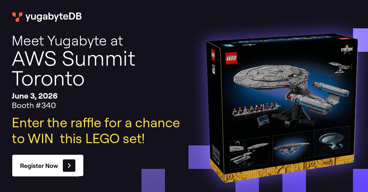 Yugabyte's tweet photo. 🚨LIVE TOMORROW!🚨

Meet the YugabyteDB team at @awscloud Summit Toronto and discover #AI-native, distributed #YugabyteDB - built for global #scalability, #multiregion #consistency, and ultra-low #latency! 🚀

Visit the booth (#340) for expert insights and the chance to win an awesome LEGO set! 🚀

Schedule a personalized meeting with our database experts and learn how you can build fast, run anywhere, and survive anything!💡

https://t.co/nmlZ0FKD8q