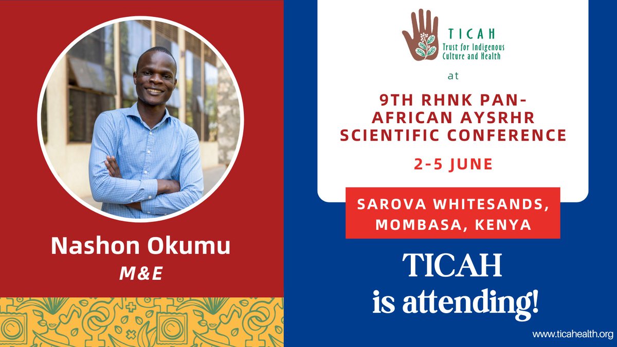 TICAH_KE's tweet photo. Nashon Okumu will be representing TICAH at the 9th RHNK Pan African Conference 2026, presenting research on how culture can be a solution, not just a barrier, to addressing SGBV among young women in Mt Elgon, Bungoma County.
#RHNK2026 #SGBV #SRHR #IndigenousKnowledge #TICAH https://t.co/Oge1xYjaUq