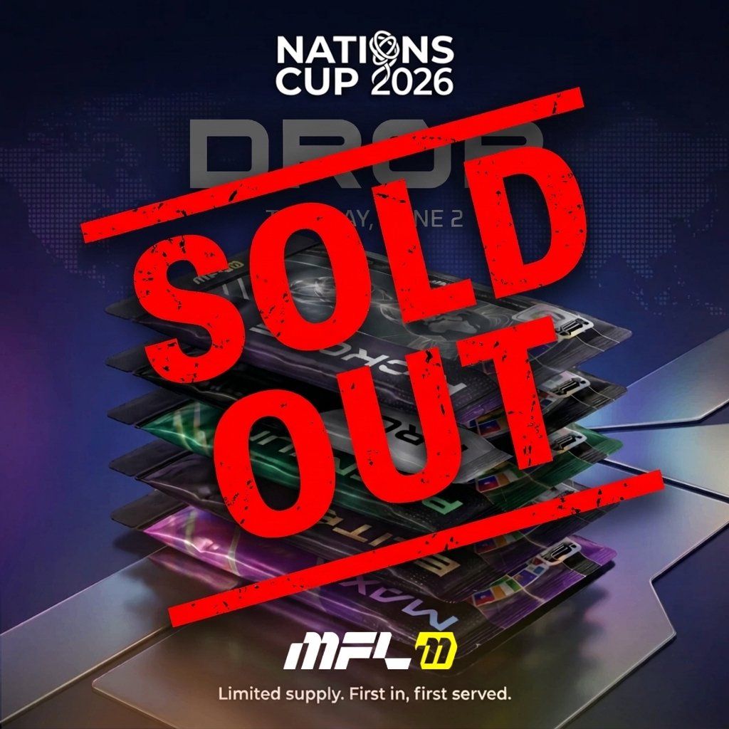 playMFL's tweet photo. The drop is SOLD OUT.

WOW. That was FAST.
Thank you for joining, managers.

Missed out? You can still grab packs by participating in the Nations Cup and obtaining shares!

👇 https://t.co/7jkO8pvJ1g
