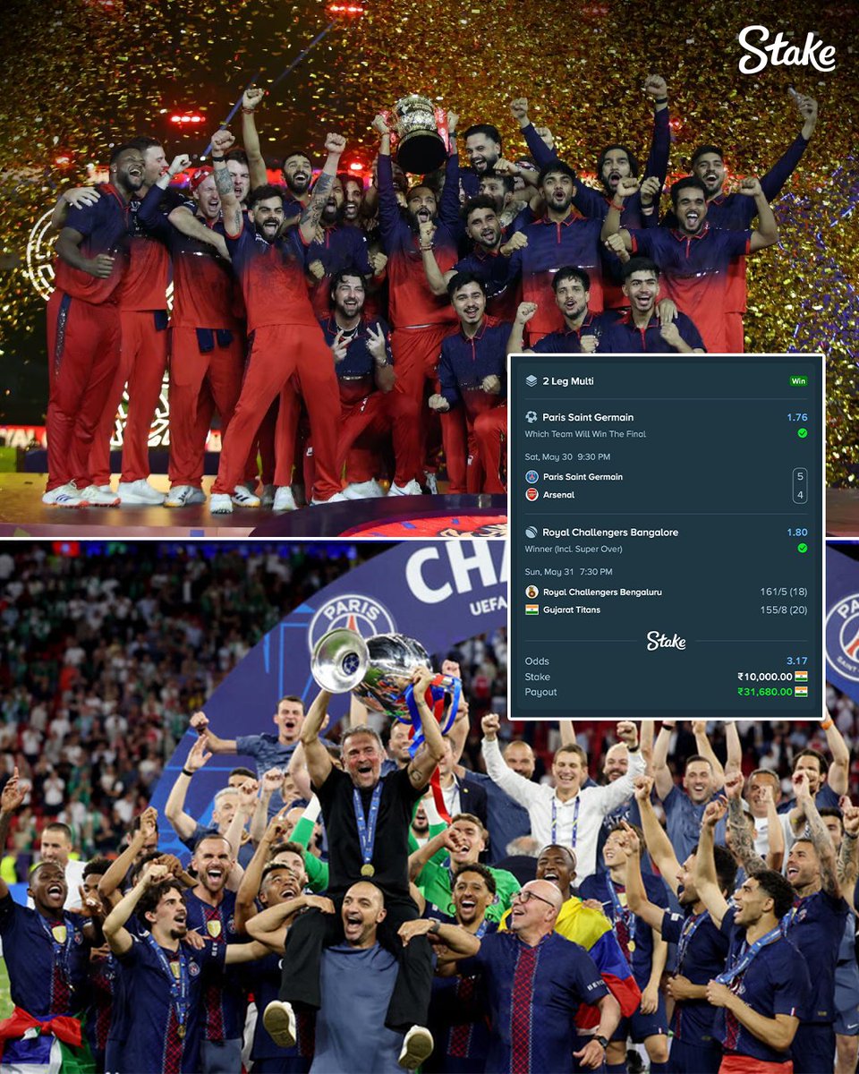 StakeIND's tweet photo. Two finals. Two champions. One winning slip. 😍😍

Did you predict both the winners successfully? Share your winslips below — let's see who called it. 👇 https://t.co/XSd1xySm6B