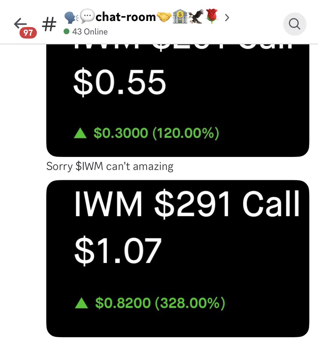 MTdepak's tweet photo. $IWM can’t amazing 328% with in 10 minutes 🚀🏦✅💯 https://t.co/ObBFm83VHA