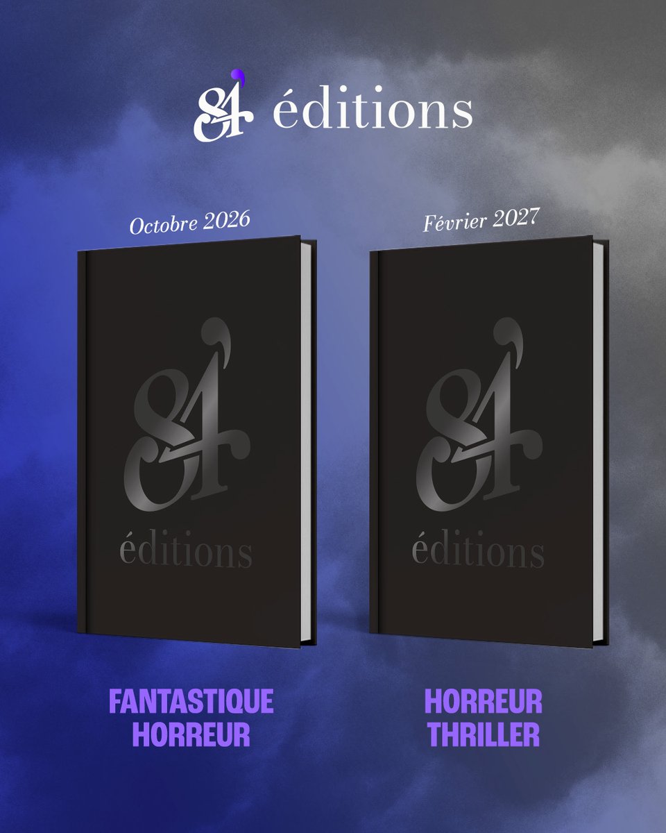 84editions's tweet photo. Aujourd'hui, nous sommes heureux de vous dévoiler les genres de nos deux premières parutions.

🖤 Octobre 2026
Fantastique • Horreur

🖤 Février 2027
Horreur • Thriller https://t.co/oKnxe7ws9q