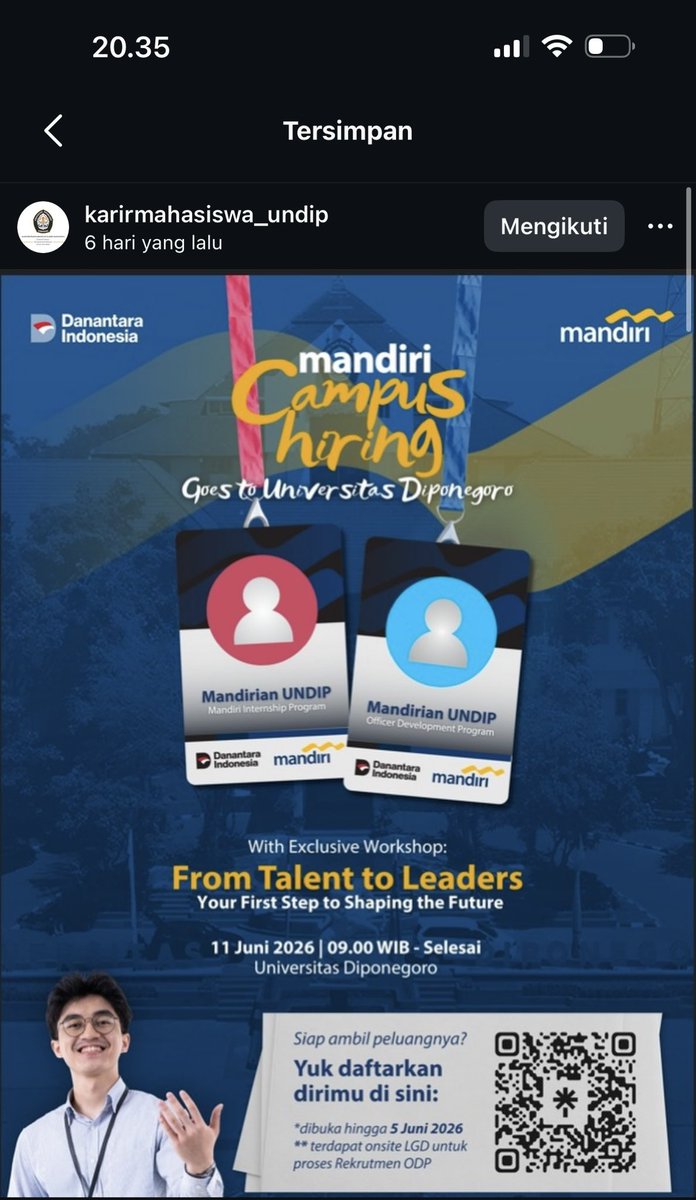 yazifd's tweet photo. Halo dips ada yg ikutan mandiri campus hiring ini, aku lagi cari teman barengan kalo bisa cewe ya🥹 https://t.co/XsNtoCcWDv