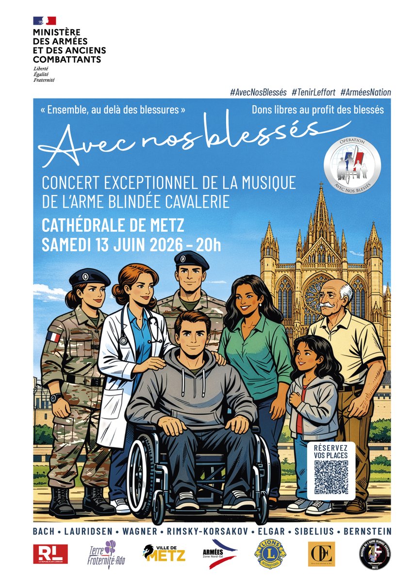 armeeszne's tweet photo. 🎶Un concert exceptionnel organisé par l’association Metz Armées Solidarité, sera joué à la cathédrale Saint-Étienne de Metz par la musique de l’Arme Blindée Cavalerie au profit de l’opération à dimension nationale « Avec Nos Blessés », le samedi 13 juin à 20h. https://t.co/QwyU0bo4Mn