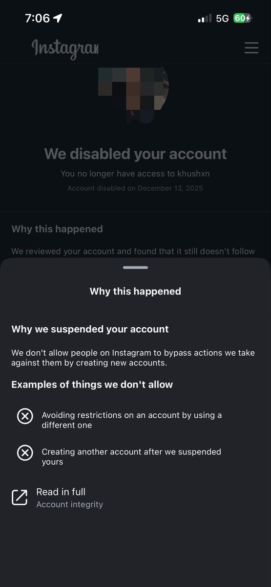 whereisvhyung's tweet photo. @MetaAitechEngr instagram suspended my account on 13th december i appealed my account still didnt give it back. and even tried speaking to meta support. no help they would just say that we can’t give it back to you. i work in the film industry and really need it for networking https://t.co/JMLXopwq20