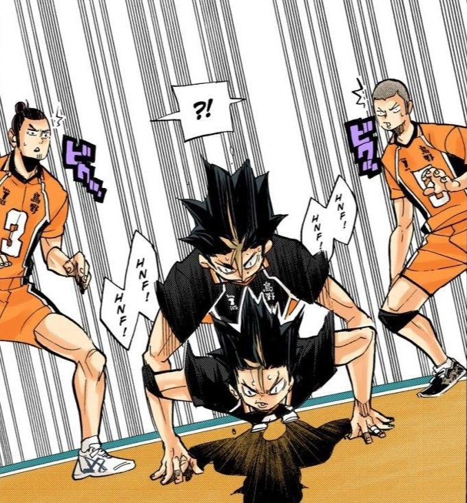 kourooshi's tweet photo. kageyama getting competitive over nishinoya's fingertip push ups 😭 https://t.co/2OMmevl0E3