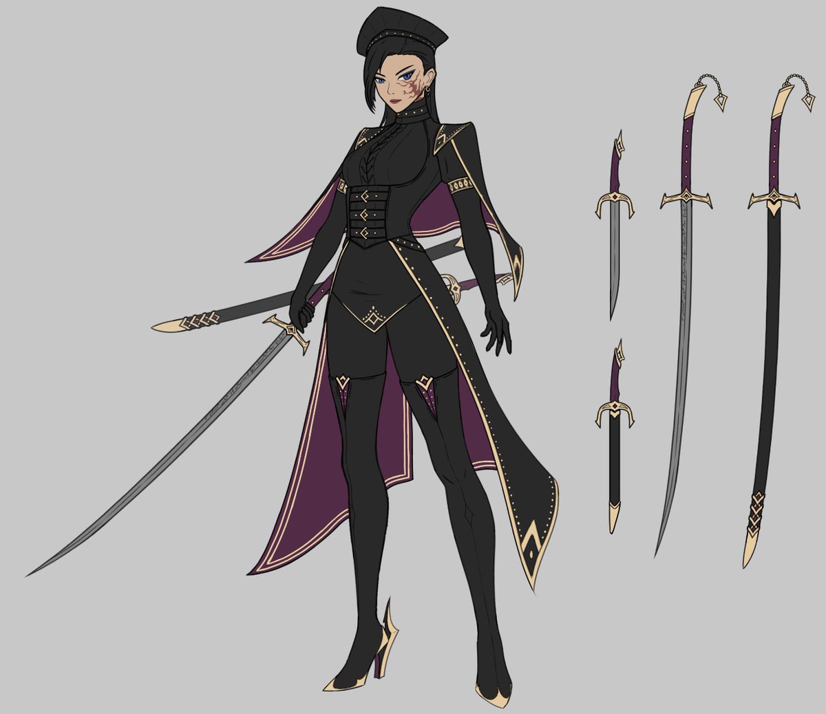 SneekiiArt's tweet photo. I changed it because I think her only having purple on the *inner* parts of her outfit is more fitting for her personality. I also changed the front flap of the outfit into something which I think is much cooler. https://t.co/FUs5mcHeWd