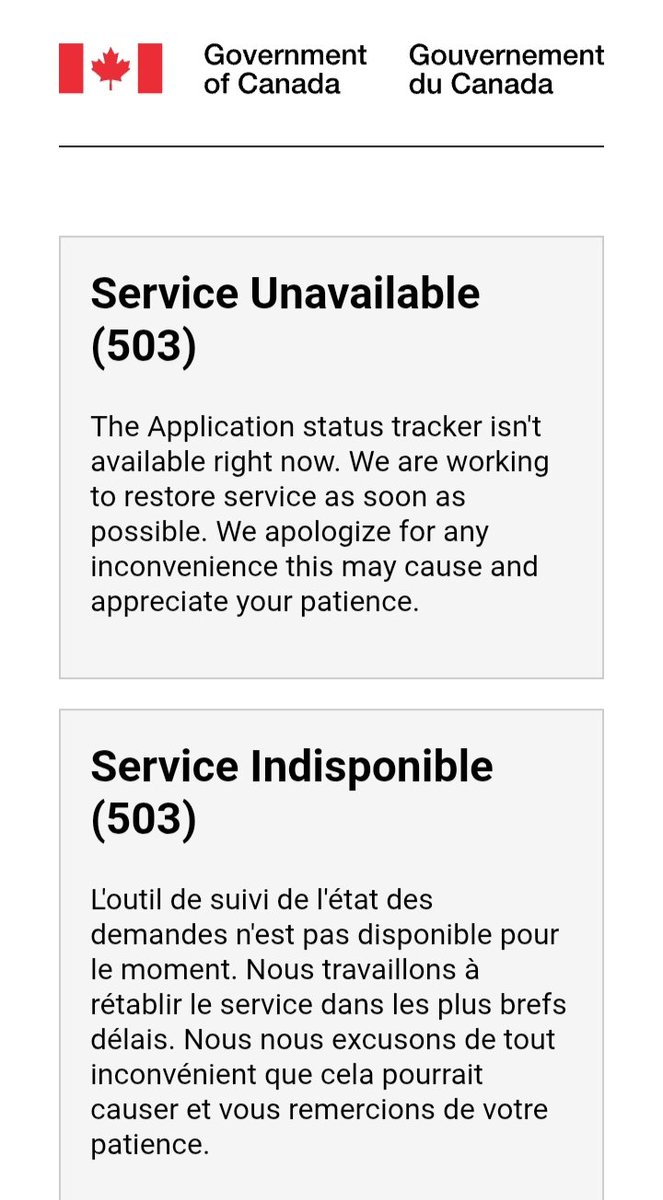 majouai's tweet photo. @CitImmCanFR
Y a-t-il du nouveau concernant l'outil de suivi (ircc tracker) car elle ne fonctionne plus depuis 3 semaines ? https://t.co/uLocIDEkfI