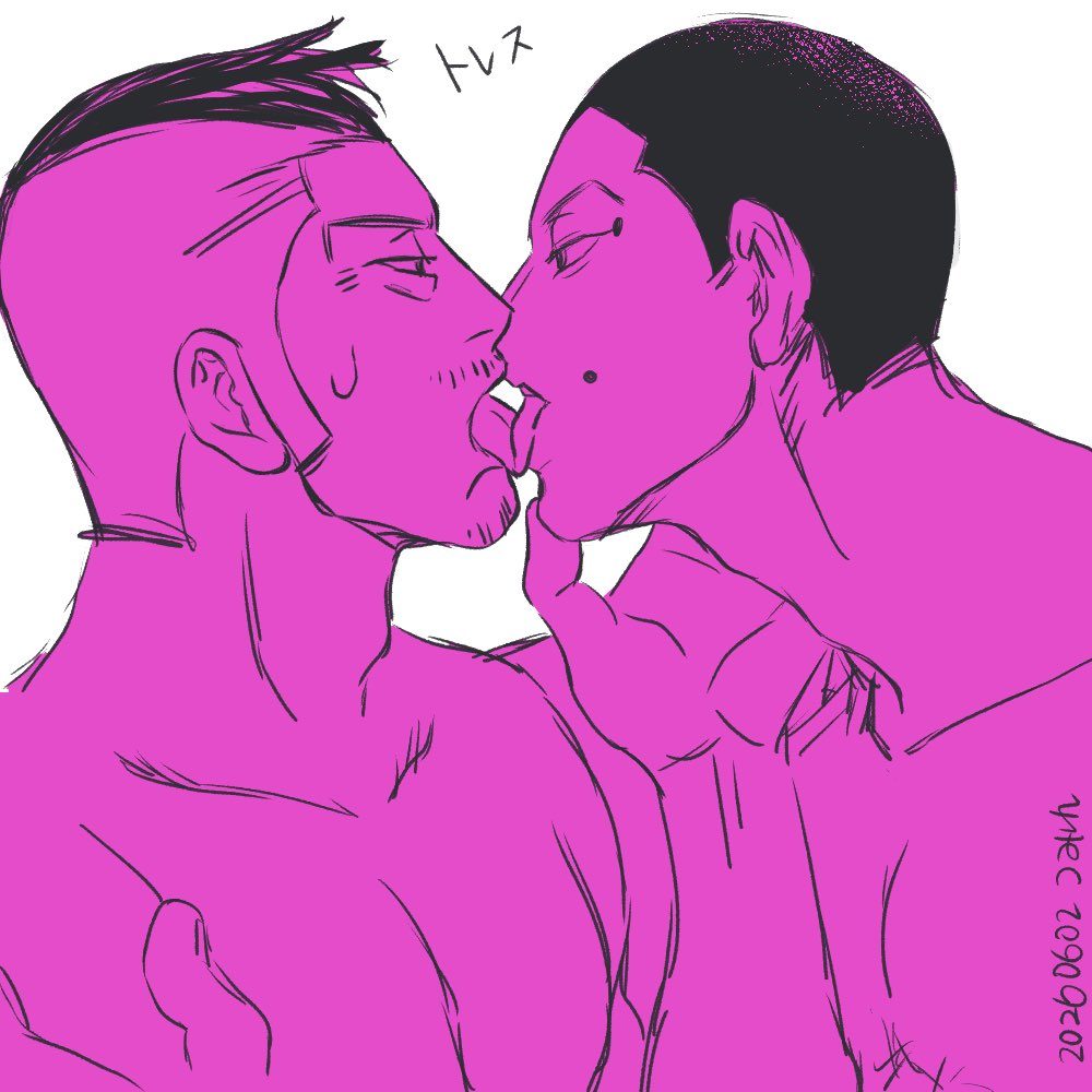 otototo23's tweet photo. 去年のキスの日に描こうとしてたらしいレイヤーを発見したので改めて描いてみた（うさかど
素体のトレスが上手くなってるかもしんない笑 https://t.co/oWlas4Duhx