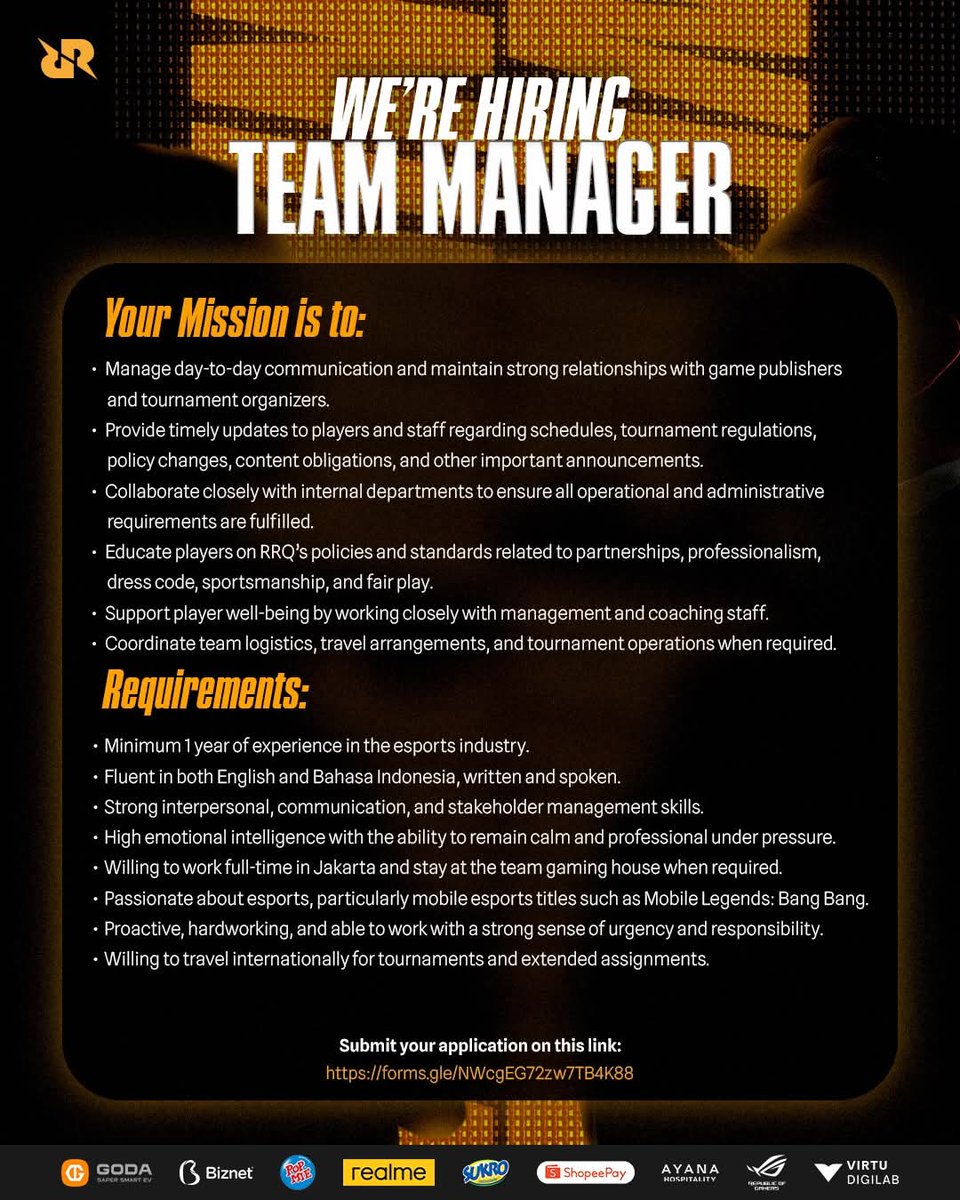 Txtmlbb_'s tweet photo. lowongan kerja di rrq nih

buruan apply https://t.co/xJezpgPNNx