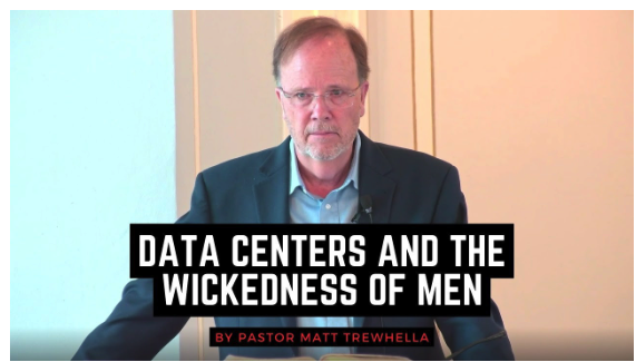 JCRyle's tweet photo. I would encourage every Christian to listen to this sermon from Pastor Matt Trewhella entitled, "Data Centers and the Wickedness of Men."

https://t.co/M1J9BEh5Bq

The sermon brings Christian thought to bear upon these data centers being built across the nation. We look at the nature of man, the thinking of America's founders, the proclamation of the prophets to the business men and the government men, privacy, and God's created order regarding work. I pray it is a goodness to your heart and mind.