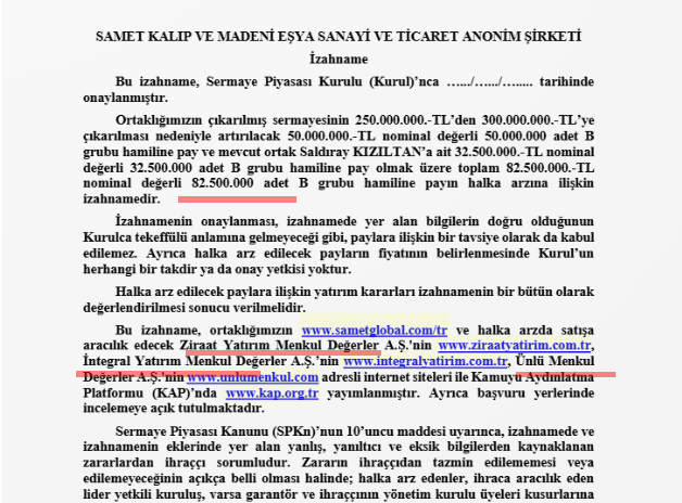 Gercek_Borsaci's tweet photo. #SAMET 🚨 SAMET KALIP VE MADENİ EŞYA A.Ş. Halka Açılıyor 👇
82.500.000 adet hisse (50 milyon adeti sermaye artırımından kalan kısmı ortak satışı),
Sabit fiyatla borsa dışında talep toplama,
Bireysele eşit, yüksek başvurulu yatırımcılara oransal dağıtım,
Tahsisat oranları henüz belirlenmemiş,
Ek satış yok,
Fiyat istikrarı planlaması için henüz karar verilmemiş,
Ziraat, İntegral ve Ünlü Yatırım eş liderliğinde konsorsiyum kurulacak,
#halkaarz #borsa #bist100